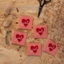 Lot de 5 étiquettes tissées Joli coeur - Ikatee