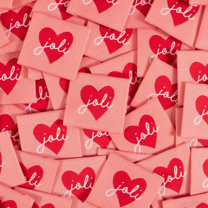 Lot de 5 étiquettes tissées Joli coeur - Ikatee