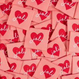 Lot de 5 étiquettes tissées Joli coeur - Ikatee