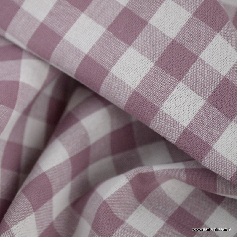 Lot De 4 Coupons Tissu Coton Vichy Mauve - Carreaux Petits & Grands - Création Couture DIY