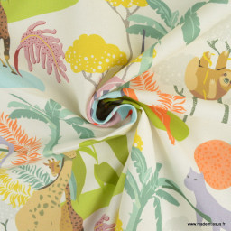 Toile demi natté Africa motifs animaux de la Jungle