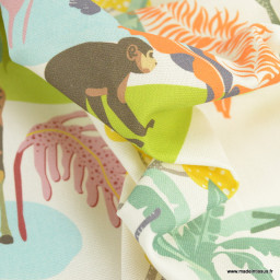 Toile demi natté Africa motifs animaux de la Jungle