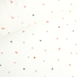 Tissu jersey Coreo motifs petits coeurs pêche fond blanc - oeko tex