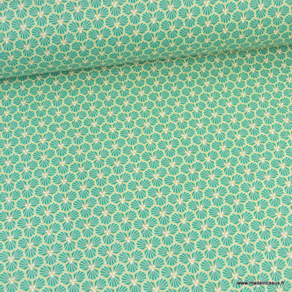 Tissu coton imprimé Riad Vert - Oeko tex