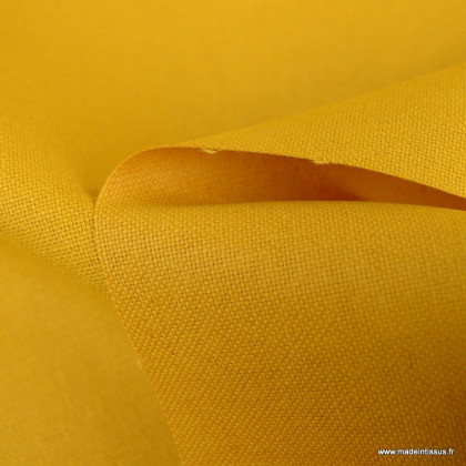 Tissu toile épaisse enduite en coton lin coloris jaune