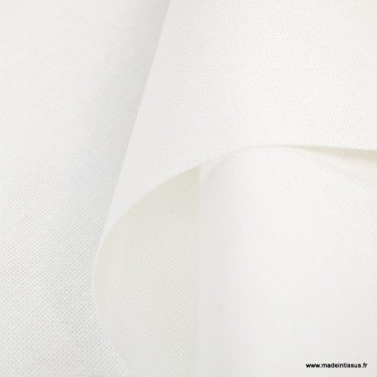 Tissu toile épaisse enduite en coton lin coloris blanc optique