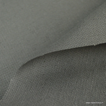 Tissu toile épaisse enduite en coton lin coloris gris anthracite