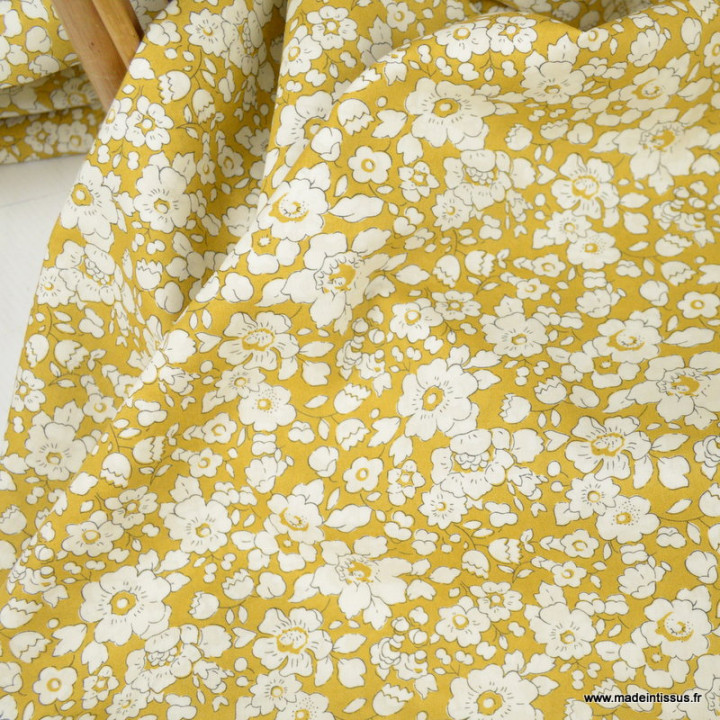 Tissu Liberty Tana Lawn - Betsy boo moutarde - OEKO TEX
