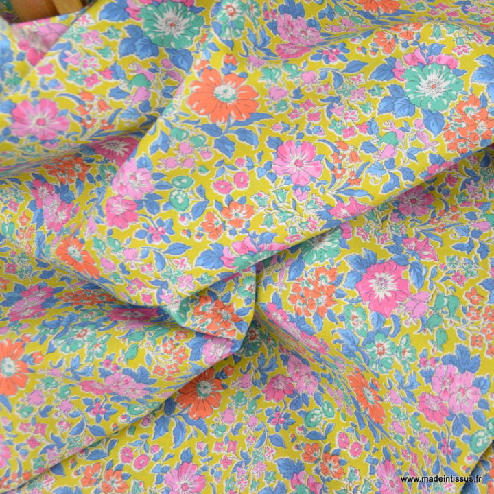 Tissu Liberty Tana Lawn Clare Rich jaune - oeko tex