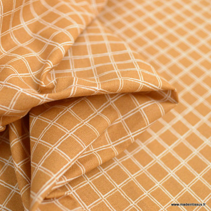 Tissu coton Jules à carreaux coloris cassonade - oeko tex