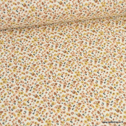 Tissu Coton Ebbie imprimé léopard fond écru - oeko tex