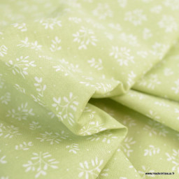 Tissu coton Meesya fleurs fond vert tilleul - oeko tex