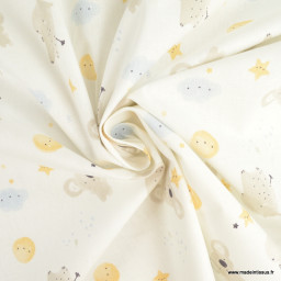 Tissu Coton Zipopo mixte motif koalas et hippopotames - OEKO TEX