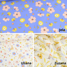 Tissu coton Jela fleurs fond bleu - oeko tex