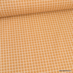 Tissu coton Enduit Jules à carreaux coloris cassonade