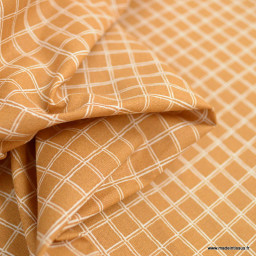 Tissu coton Enduit Jules à carreaux coloris cassonade