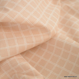 Tissu coton Enduit Jules à carreaux coloris rose skin