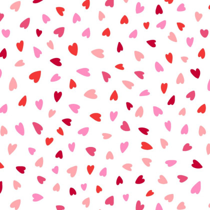 Tissu coton Amour motif coeurs roses et rouge fond blanc - Oeko tex