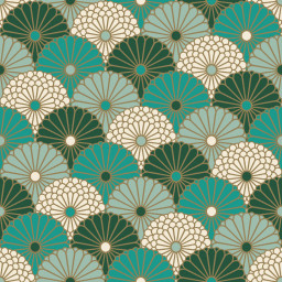 Tissu coton Enduit Hiro motifs fleurs turquoise