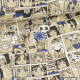 Tissu toile aspect lin motifs Manga indigo