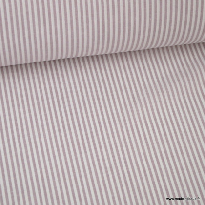 Tissu coton chambray à rayures - Mauve - oeko tex