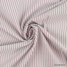 Tissu coton chambray à rayures - Mauve - oeko tex