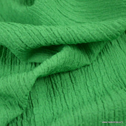 Tissu crêpe de Viscose froissé uni coloris vert