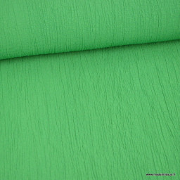 Tissu crêpe de Viscose froissé uni coloris vert