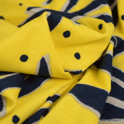 Tissu Jersey de Viscose motif cabosse fond jaune