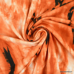 Tissu Jersey de Viscose tie and dye orange - oeko tex
