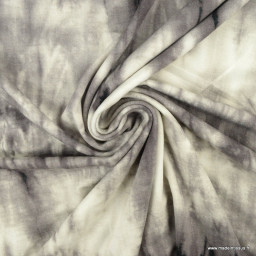 Tissu Jersey de Viscose tie and dye noir et blanc - oeko tex