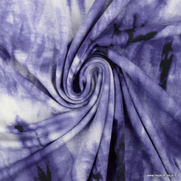 Tissu Jersey de Viscose tie and dye violet et blanc - oeko tex