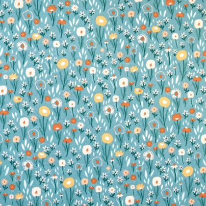 Tissu popeline Retro Flowers - Katia Fabrics
