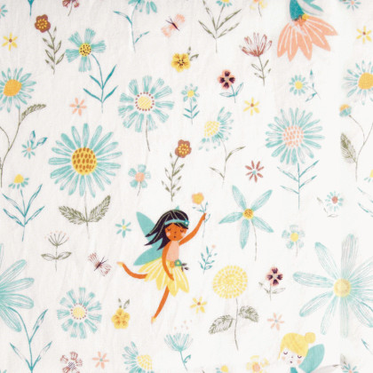 Tissu popeline Marguerites Fairies motif fleurs et fées - Katia Fabrics