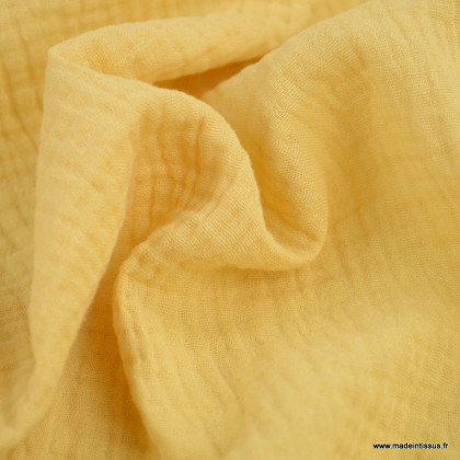 Tissu Double gaze coton Coloris vanille - oeko tex