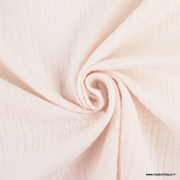 Tissu Double gaze coton Coloris blanc rosé Morganite - oeko tex