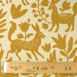 Toile lourde OTOMI peanut motif animaux et fleurs sur toile Joséphine