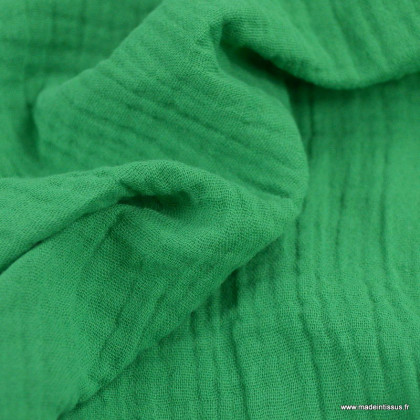 Tissu Double gaze coton Coloris vert - oeko tex