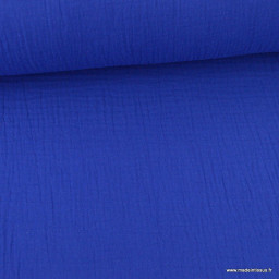 Tissu Double gaze coton Coloris bleu outremer - oeko tex