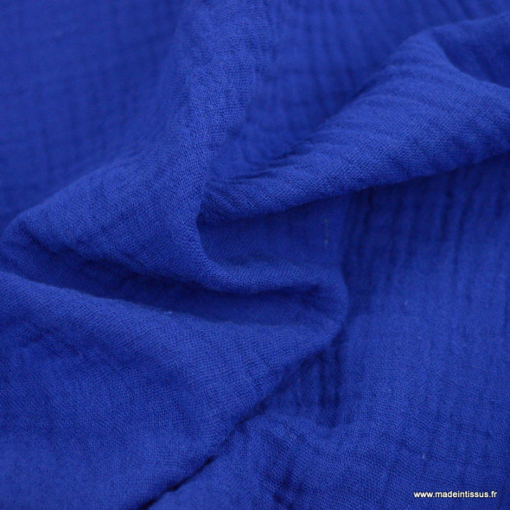 Tissu Double gaze coton Coloris bleu klein - oeko tex