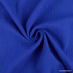 Tissu Double gaze coton Coloris bleu outremer - oeko tex