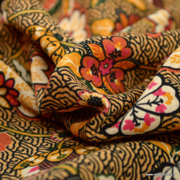 Tissu coton - viscose motif japonais fond camel