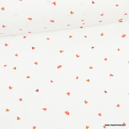 Tissu jersey Coreo motifs petits coeurs rouges fond blanc - oeko tex