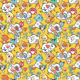 Tissu coton Cartoon motif Kawaii japonais fond jaune - Oeko tex