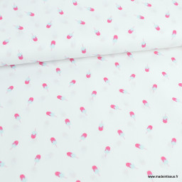Tissu popeline motif glace esquimau fond blanc - Oeko tex