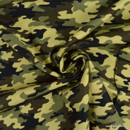 Tissu popeline motif camouflage armée