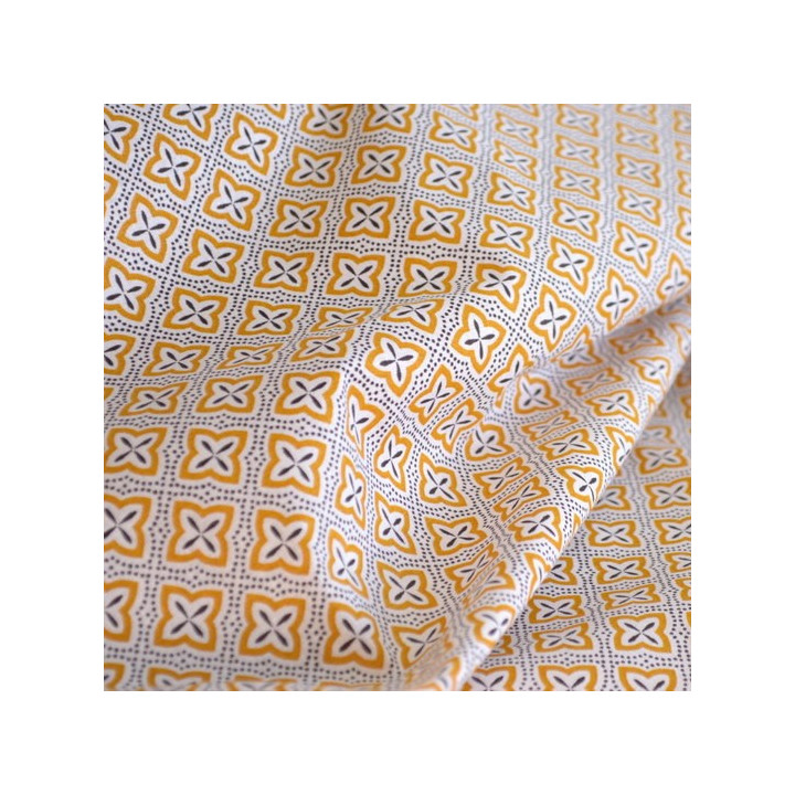 Tissu coton Sorgue motifs graphique caramel