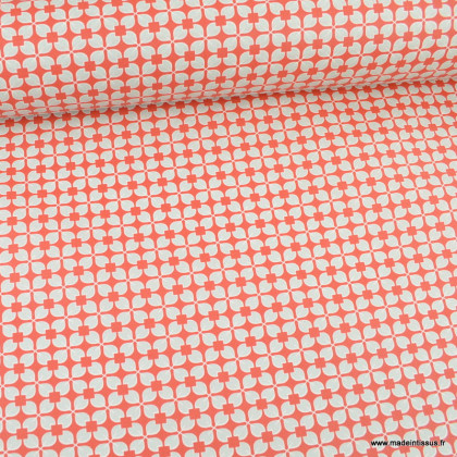 Tissu coton Rodrigo enduit motifs graphique rouge