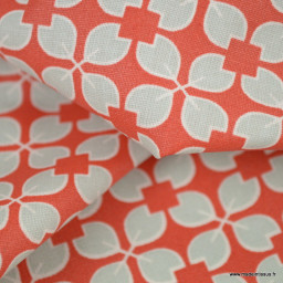 Tissu coton Rodrigo enduit motifs graphique rouge