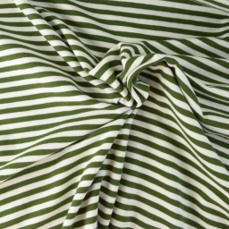 Tissu jersey à rayures type marinière vert bouteille et blanc - Oeko tex